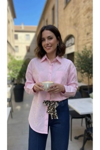 Cămașă damă cu imprimeu si strasuri , mânecă lungă, stil casual elegant – cămașă femei - Img 3
