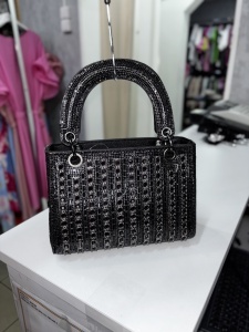 Geantă damă elegantă cu strasuri – clutch de seară cu mâner, stil glam - Img 2