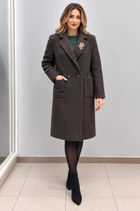 Palton Dama Elegant cu Broșă Decorativă și Buzunare – Disponibil în Mai Multe Culori