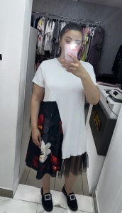 Rochie casual damă cu imprimeu floral și mix de materiale – model lejer, disponibil în mai multe printuri, cu dantelă - Img 2