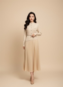 Rochie damă din tricot cu fustă plisată și curea – stil elegant și feminin - Img 2