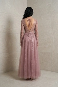 Rochie lungă de seară cu trenă și paiete – eleganță glamour - Img 3