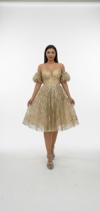 Rochie aurie scurtă cu paiete