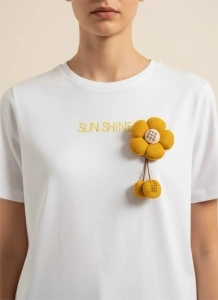 Tricou dama accesorizat cu floare 3D - Img 3