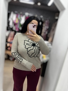 Bluză damă din tricot moale cu imprimeu floral - stil feminin și confortabil - Img 4