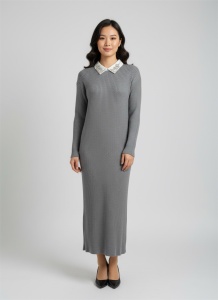 Rochie damă din tricot accesorizată cu ștrasuri la guler– stil elegant și feminin - Img 2