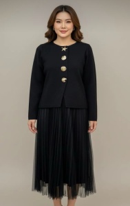 Compleu negru din tricot - material moale si durabil