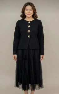 Compleu negru din tricot - material moale si durabil