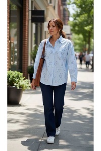 Cămașă damă cu imprimeu si strasuri , mânecă lungă, stil casual elegant – cămașă femei