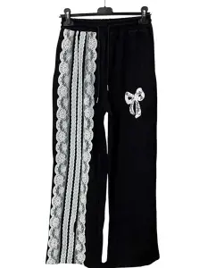Pantaloni lungi cu dantelă si talie elastică - Img 2