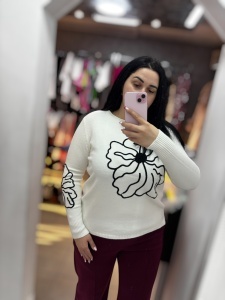 Bluză damă din tricot moale cu imprimeu floral - stil feminin și confortabil - Img 5