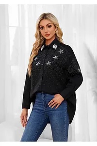 Cămasă neagră cu strasuri - Img 2