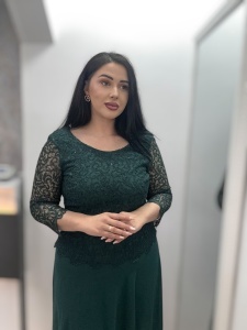 Rochie de ocazie din tull și dantelă cu paiete