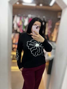 Bluză damă din tricot moale cu imprimeu floral - stil feminin și confortabil - Img 2