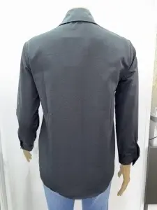 Cămașă damă neagră cu denim și aplicații – design modern, mânecă lungĂ - Img 2