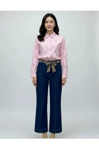 Cămașă damă cu imprimeu si strasuri , mânecă lungă, stil casual elegant – cămașă femei - Img 2
