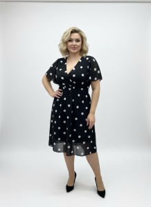 Rochie elegantă cu buline alb și negru – croială feminină, stil retro modern - Img 2