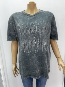 Tricou gri cu ștrasuri - Img 2