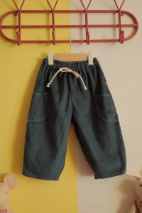 Pantaloni cu șnur (albastru-petrol)