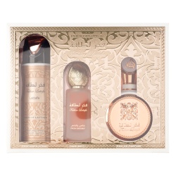 Set Cadou Fakhar Woman Apa de Parfum 100ml + Parfum pentru par 50ml + Deo Spray 200ml, Lattafa - Img 2