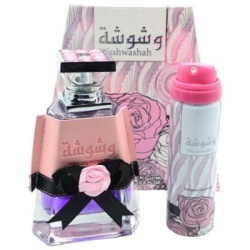 Set Washwashah, Lattafa, Femei, Apa de Parfum 100ml + Deo 50ml - Img 4