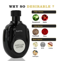 Apa de Parfum Masculin Leather, Riiffs, Barbati 100ml