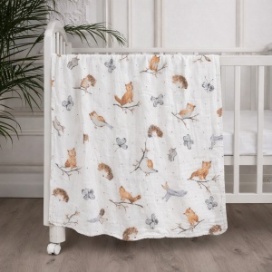 Paturica BabyTeo din muselina - 100% bumbac - animalute - moale ca o imbratisare - certificat OEKO-TEX