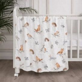 Paturica BabyTeo din muselina - 100% bumbac - animalute - moale ca o imbratisare - certificat OEKO-TEX