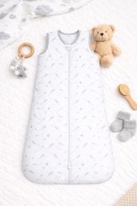 Set 2 saci de dormit - Gri - 100% bumbac natural - marime 12-18 luni - certificat OEKO-TEX - Img 2