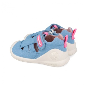 Sandale textile Biomecanics 262179-A371 pentru primii pași – fete albastru sclipici - Img 3