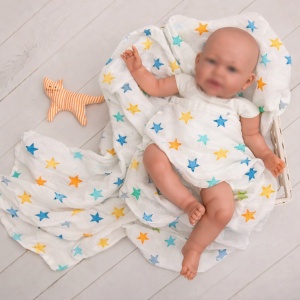 păturică din muselină BabyTeo pentru bebeluși, 100% bumbac, moale și respirabilă