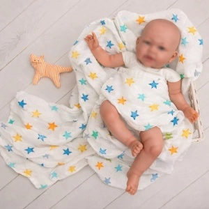 păturică din muselină BabyTeo pentru bebeluși, 100% bumbac, moale și respirabilă