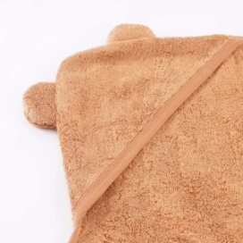 Prosop de baie BabyTeo cu gluga - bambus si bumbac - Caramel - moale, natural si absorbant