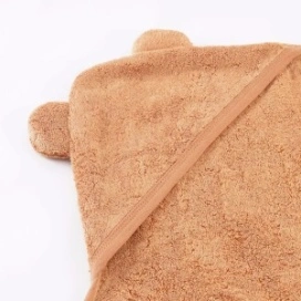Prosop de baie BabyTeo cu gluga - bambus si bumbac - Caramel - moale, natural si absorbant