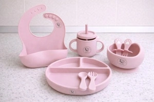 set de diversificare pentru bebeluși BabyTeo din silicon alimentar BPA free