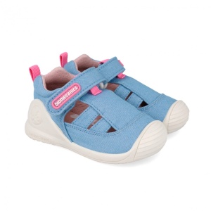 Sandale textile Biomecanics 262179-A371 pentru primii pași – fete albastru sclipici - Img 4