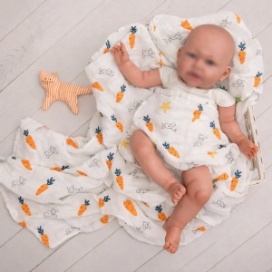 păturică din muselină BabyTeo pentru bebeluși, 100% bumbac, moale și respirabilă