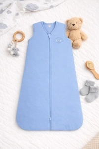 Set 2 saci de dormit BabyTeo – Somn sigur, confort maxim pentru bebe - Albastru - 100% bumbac natural - marime 6-12 luni - certificat OEKO-TEX - Img 5