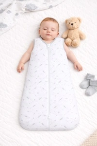 Set 2 saci de dormit - Gri - 100% bumbac natural - marime 12-18 luni - certificat OEKO-TEX
