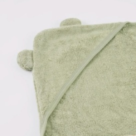 Prosop de baie BabyTeo cu gluga - bambus si bumbac - Sage Green - Moale, natural si absorbant