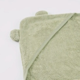 Prosop de baie BabyTeo cu gluga - bambus si bumbac - Sage Green - Moale, natural si absorbant