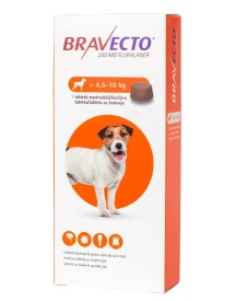 Bravecto pentru câini 4,5–10 kg, 250mg 1 tabletă, protecție purici și căpușe până la 12 săptămâni