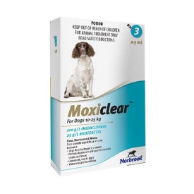 Moxiclear Dog L 2.5 ml (10-25 KG) x 3 pipete (albastru)