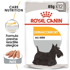 Royal Canin Dermacomfort Adult hrana umeda caine, prevenirea iritatiilor pielii (pate), 1 plic 85 g