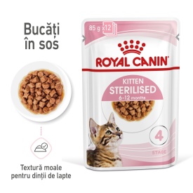 Royal Canin Kitten Sterilised hrana umeda pisica sterilizata junior (in sos), 1 plic 85 g