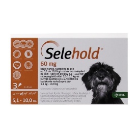 Selehold Dog 60 mg antiparazitar extern si intern caini talie mica (5.1-10 kg), 3 pipete