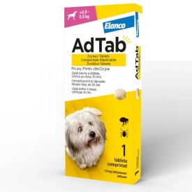AdTab Câini 112 mg (2.5 - 5.5 kg) 1 tabletă pentru Purici și Căpușe, 30 Zile - Img 2