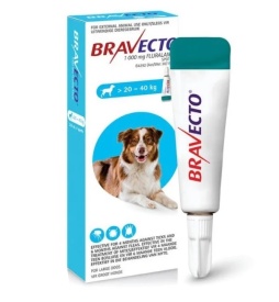 Bravecto Spot-On Câini 1000 mg (20 - 40 kg) - Protecție Antiparazitară pentru Purici și Căpușe, 1 Pipetă
