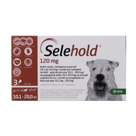 Selehold Dog 120 mg antiparazitar extern si intern caini talie medie (10.1-20 kg), 3 pipete