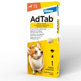 AdTab Câini 225 mg (5.5 - 11 kg) 1 tabletă Tratament Purici/Căpușe, 30 Zile - Img 2